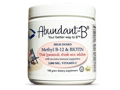Abundant-B® High-Dosed Methyl B-12 & Biotin Pink Lemonade drink mix solution