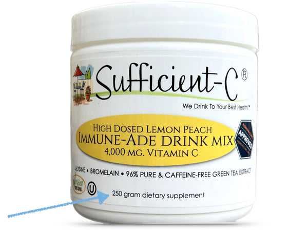 Sufficient-C High Dose Vitamin C Lemon Peach Immune-Ade drink mix - 250 gram