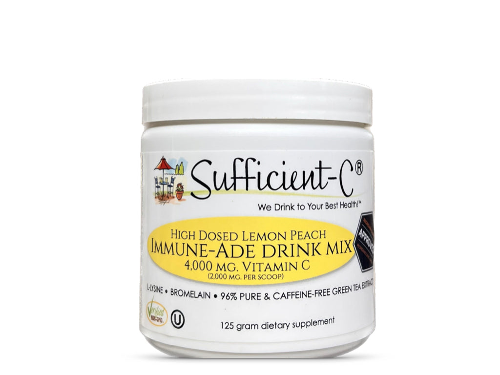 Sufficient-C® High Dose Vitamin C Lemon Peach Immune-Ade drink mix 125 gram size