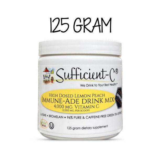 Sufficient-C® 125 gram High Dose Vitamin C Lemon Peach Immune-Ade drink mix - convenience size