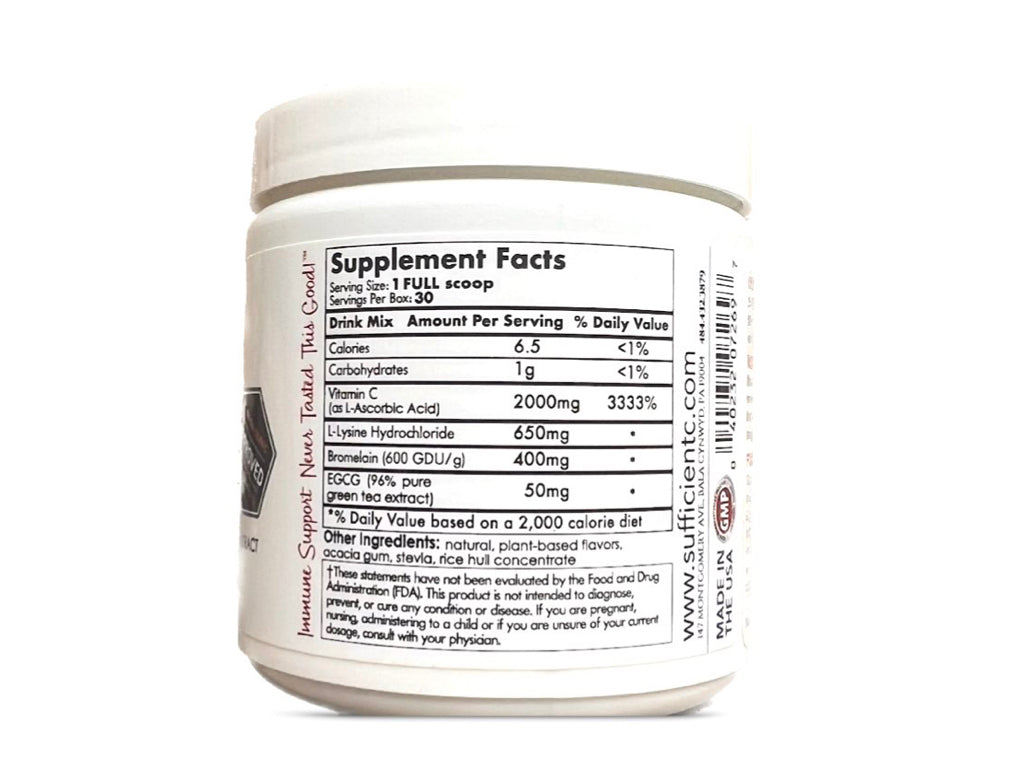 Sufficient-C® High Dose Vitamin C Lemon Peach Immune-Ade drink mix - 125 gram