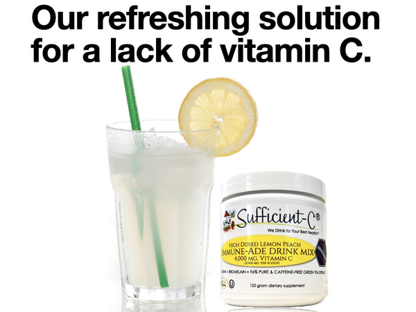 Sufficient-C® 125 gram High Dose Vitamin C Lemon Peach Immune-Ade drink mix - convenience size