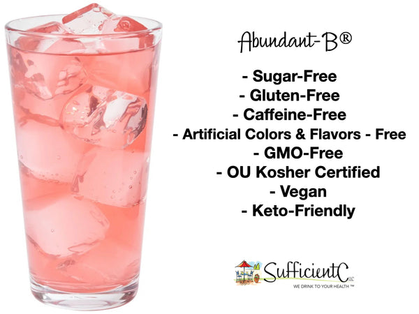 Abundant-B® High Dosed B-12 and Biotin Pink Lemonade drink mix solution